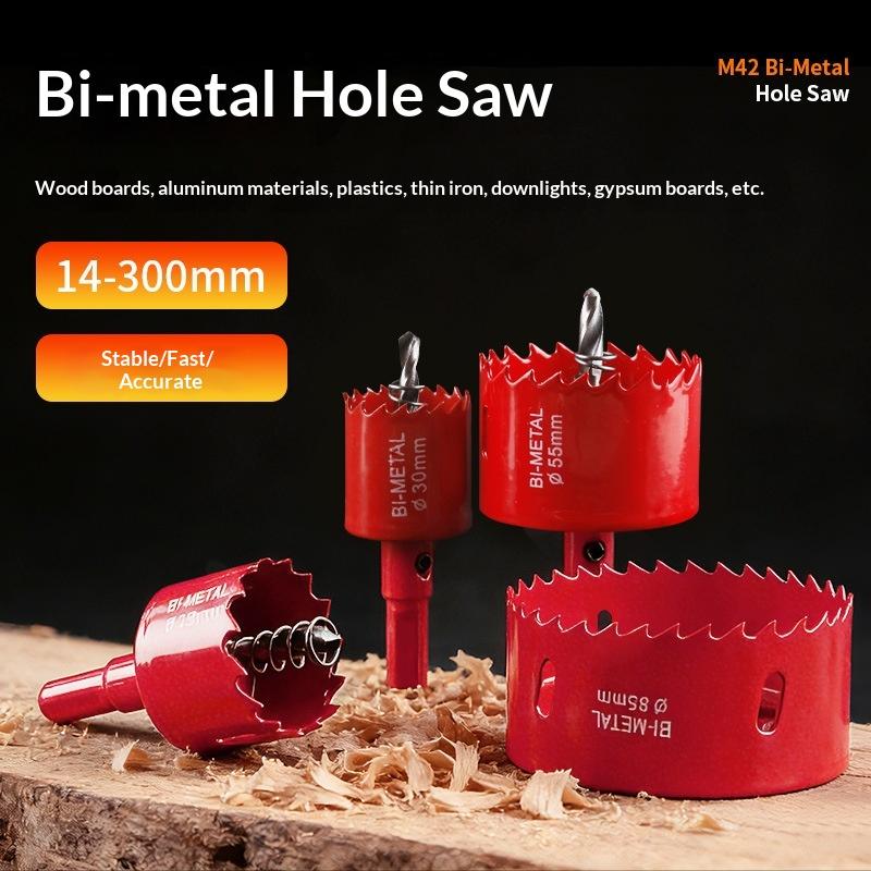 1Pcs(15-45Mm) Bi-Metal Hole Saw Single Size With Drill Spring Pvc Iron Wood Drilling Opener For Home Renovation