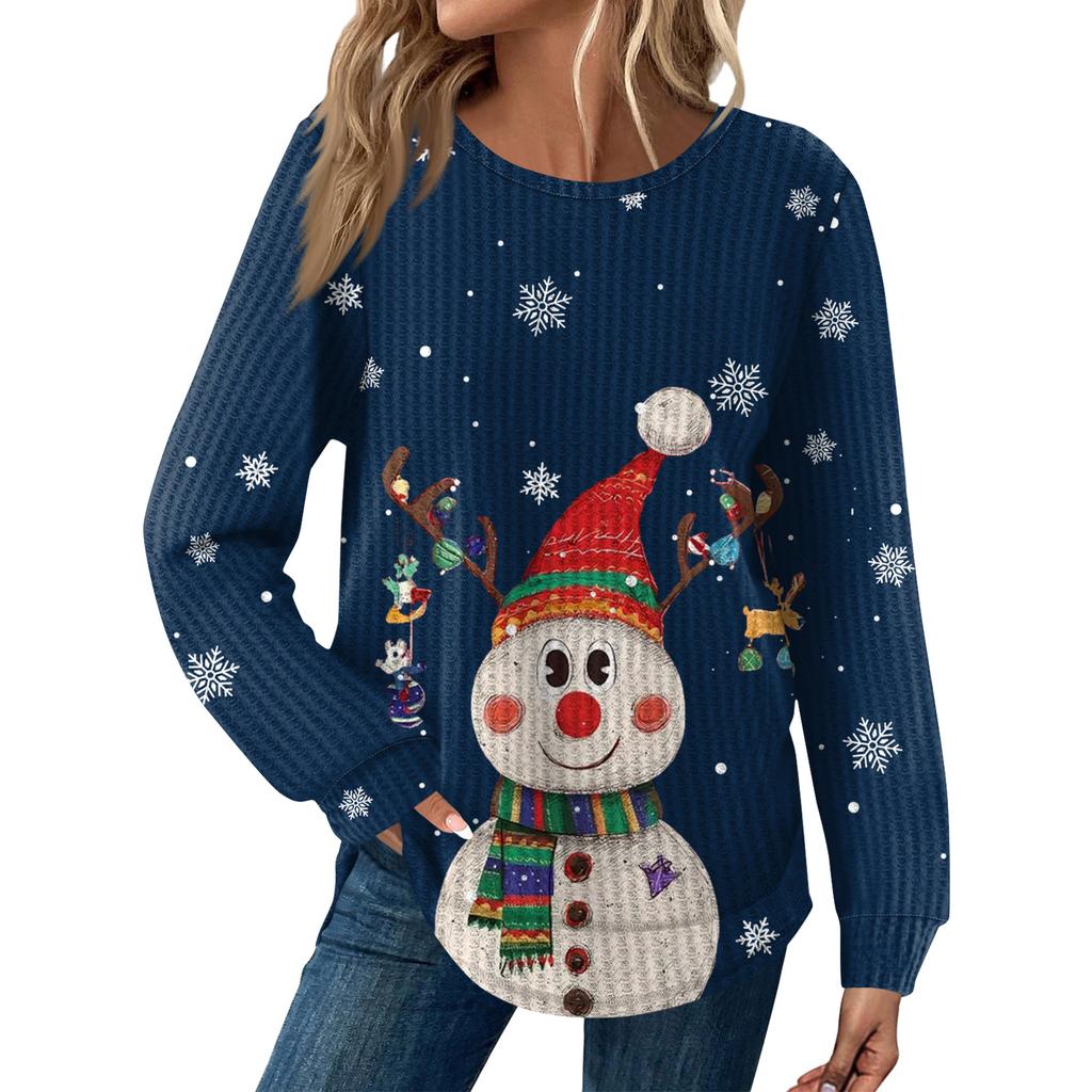 Dámská móda Dlouhý rukáv Vánoční Volný Dlouhý rukáv Kulatý výstřih Ležérní Top