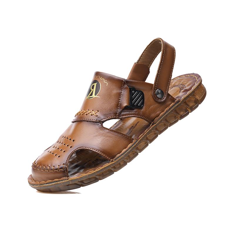Fashion New Handmade Summer Sandals Men Breathable Leather Shoes Man Outdoor Men Sandals Antiskid Beach Sandals Hollow Shoes Footwear