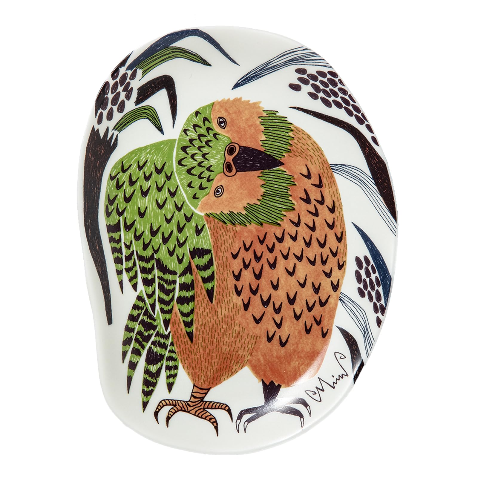 Kusubashi Mon Ori MiW Small Plate: Kakapo in a Fruit Garden [M-04151-00-2]