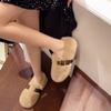 Wear French Fluff 2025 New Velvet Cotton Shoes Single Shoes Doudou Autumn and Winter Fluffy Shoes Female Mary Jane One Pedal