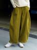 Japanese Lazy Style Curved Corduroy Wide-Leg Pants - Women's Elastic Waist, Loose Fit, Slimming Design