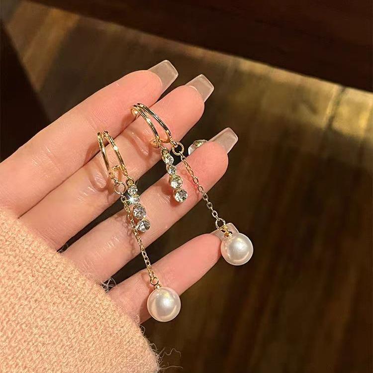 Elegant Long Tassel Pearl Earrings with 925 Sterling Silver for Women