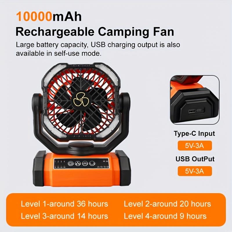 Camping Fan Rechargeable, 20000mAh Large Battery Powered Fan, Ventilador Recargable, 4 Speed Cordless