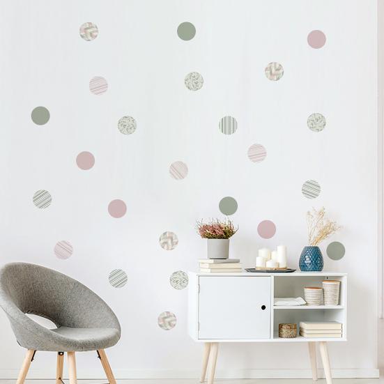 6Pcs Colorful Polka Dots Wall Stickers, Self-Adhesive Vinyl Decals, Removable Peel And Stick Wall Decals for Bedroom Living Room Kids Room