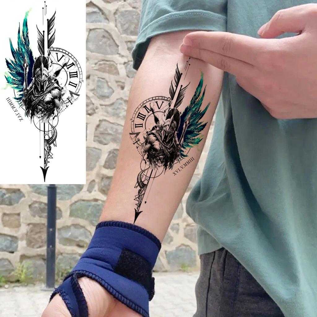 1 Sheet Halloween Dark Gothic Phoenix Temporary Tattoo For Men Women Neck Forearm, Waterproof Realistic Temp Fake Tatoo Stickers