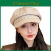 Beret With Retro Grid Printing Design Suitable For Daily Outdoor Dressing