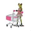 Cart Frog Statue Tabletop Ornament Collectible, Funny Animal Sculpture Decorative Figurine for