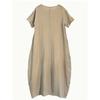 Fashion Women Dress Ladies Skirt Ice Silk Wrinkle Loose Plus Size Round Neck Short Sleeve Dress