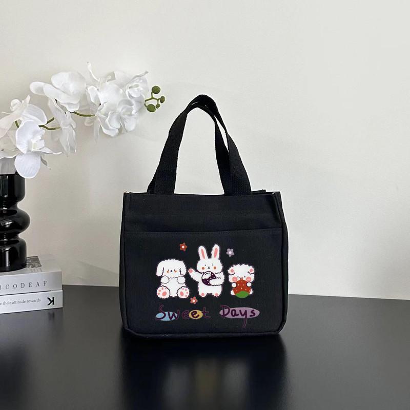 Stylish Canvas Commuter Tote with Zipper - Trendy Lunch Box Handbag for Women