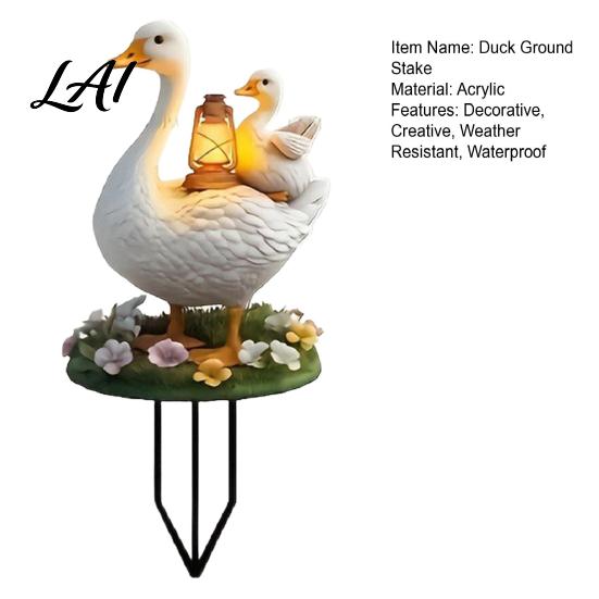 Decorative Lawn Stake Acrylic Duck Ground for Outdoor Garden Decor Weather Resistant 2D Flat Parent Patio Landscape Decoration And Child Yard