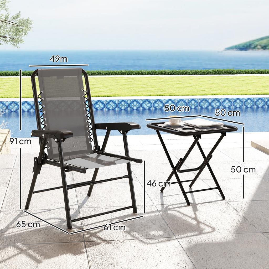 Three-Piece Garden Table and Chair Set - Dark Grey