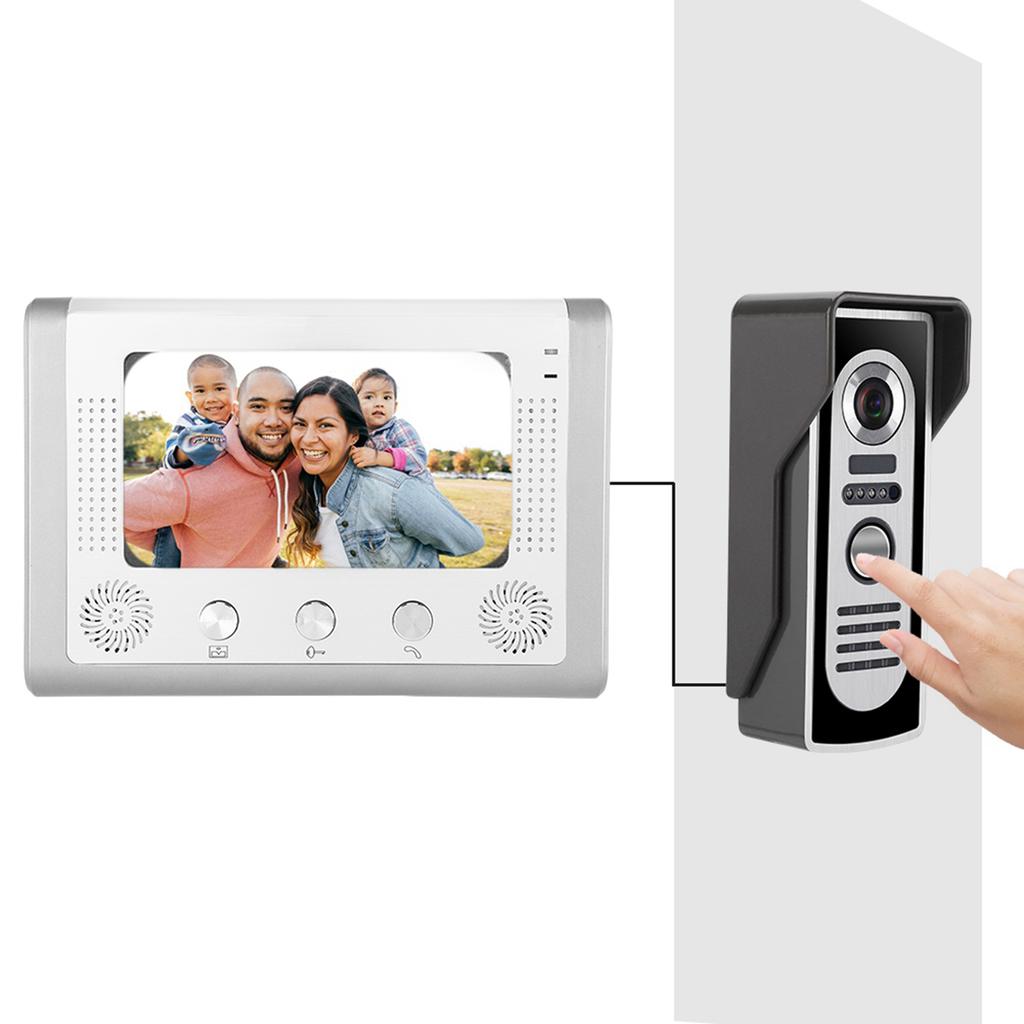 Écran TFT-LCD couleur filaire 7 pouces Vision nocturne IR Interphone vidéo Sonnette Téléphone de porte