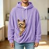 Unisex Casual Color Long Sleeve Hooded Knit Jacket with Pet Pocket