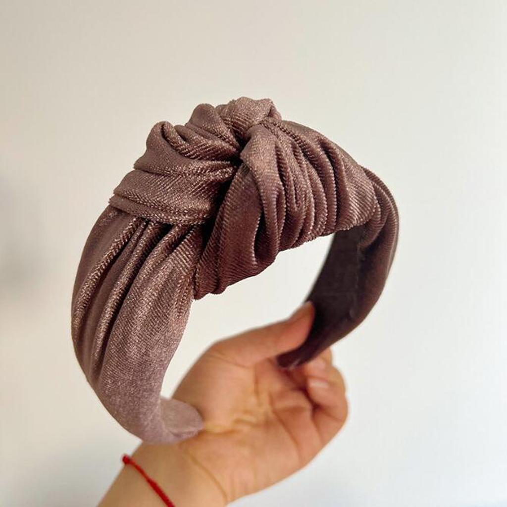 PROLY New Fashion Headband For Women Wide Side Warm Golden Velvet Hairband Center Knot Headwear Autumn Winter Hair Accessories