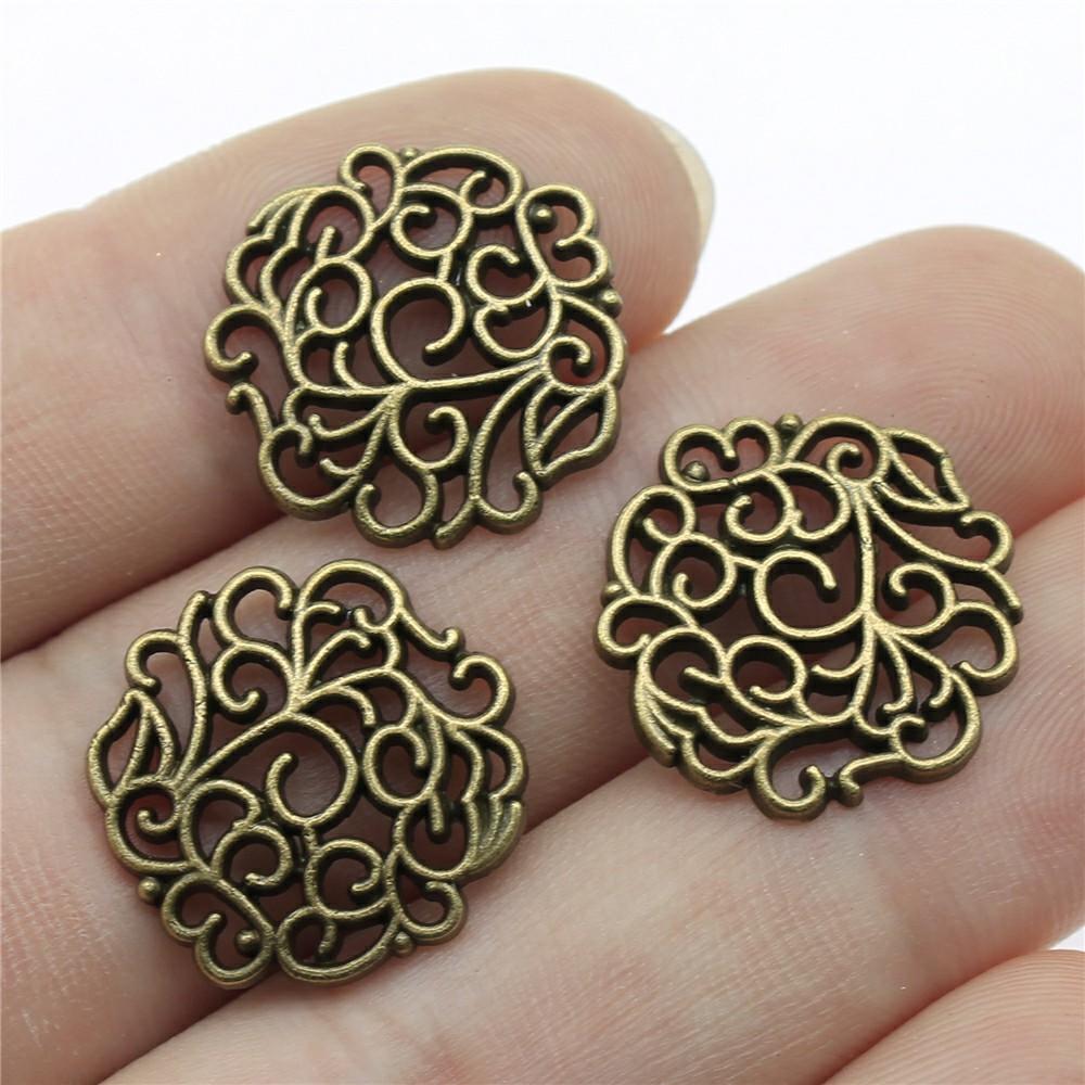 20 Stück Anhänger Motiv Antik Bronze Farbe Motiv Anhänger Charms Blumen Anhänger Verbinder Für Schmuckherstellung