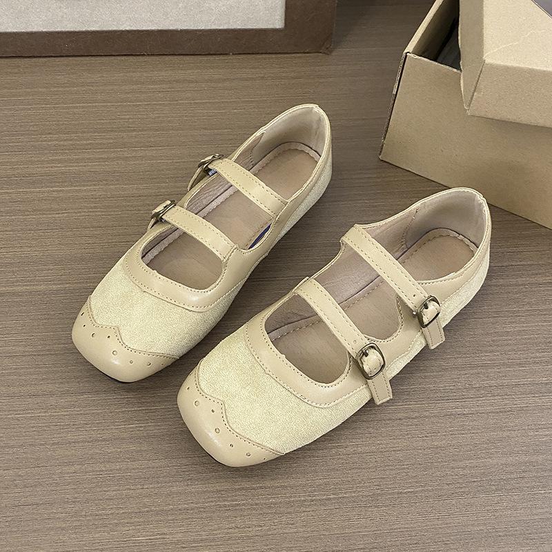 Korean Version of Niche Design Sense Flat Mary Jane Shoes Small Leather Shoes 2025 Autumn and Winter French Retro Double Buckle Single Shoes Women