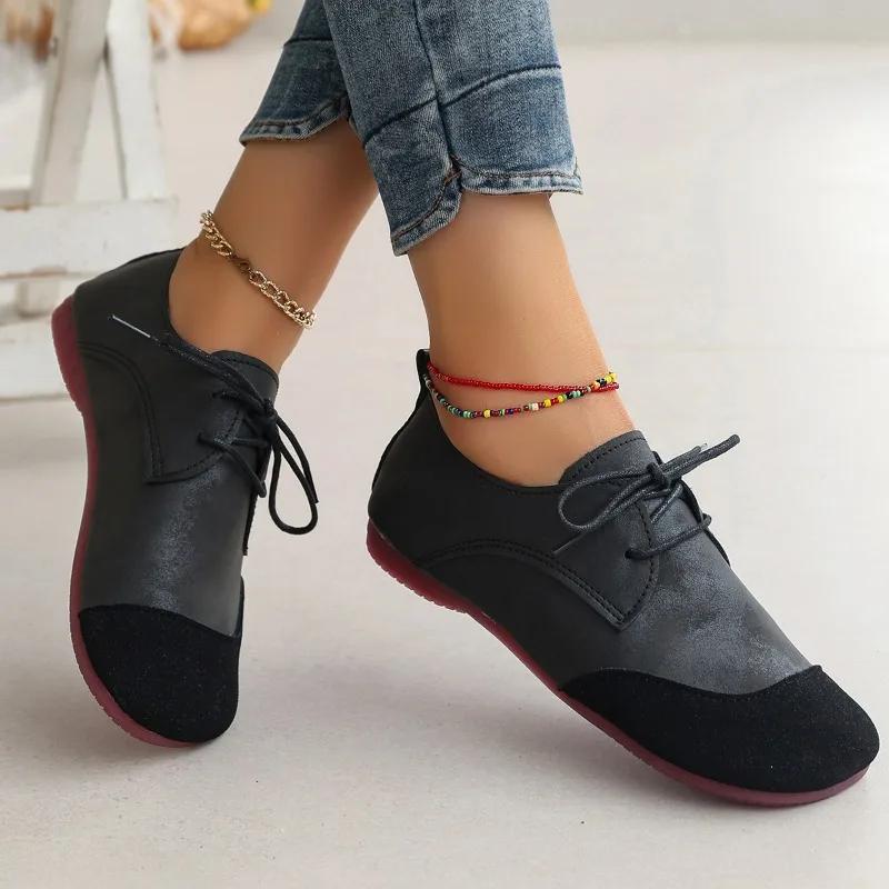 Fashion Comfortable Soft Bottom Round Head Women's Flat Shoes with Rope Decoration Solid Color Casual Breathable and Not Easy To Slip