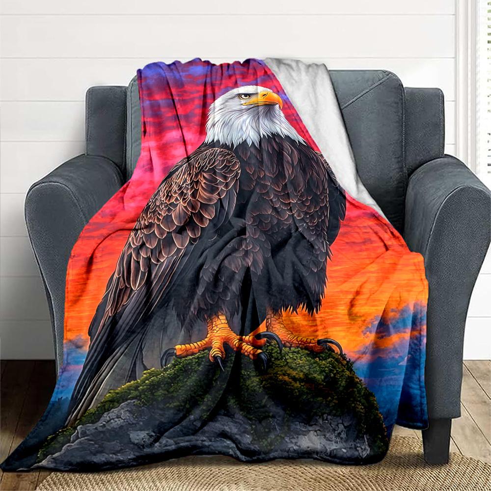 1pc Bald Eagle, Sunset Blanket Lightweight Flannel Blanket Throw Blanket For Sofa, Bed, Travel, Camping, Livingroom, Office, Couch, Chair, And Bed yy2 100x150cm
