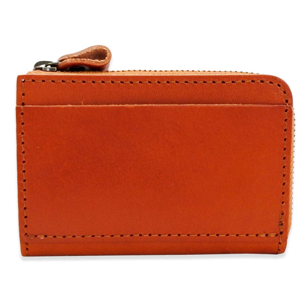 Tochigi Leder Mini-Geldbörse für Herren und Damen, Echtes Leder, L-Reißverschluss, Kompakt, Kartenetui, Münzbörse, Hergestellt in Japan, Rindsleder, Schlank