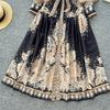Elegant Vintage Palace Evening Dress Women Long Party Dress Spring France Print Sashes Tying Luxury Festival Clothing New Female