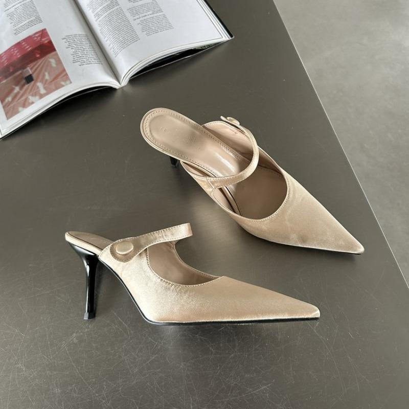 Fashion Women High Heels Sandals 2024 New Summer Fashion Sandals Pointed Toe Thin Heels Slip On Sandals Sexy Party Pumps Shoes for Women