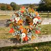 Artificial Pumpkin and Leaf Wreath 40/45cm Fall Harvest Decorative Door Wreath with Faux Berries and Foliage for Seasonal Home Decor