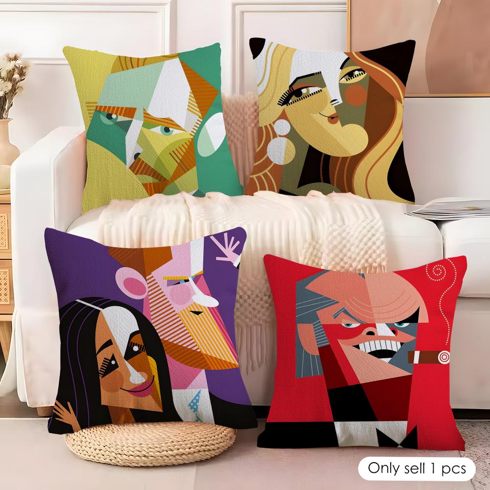 Abstract Cartoon Characters Cushion Cover Pillowcase Ultra Soft Skin Friendly Fabric Cloud Like Comfort & Concealed Zipper