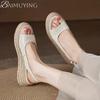 Weave Women Platfrom Sandals Open Toe Slippers Summer New Shoes 2025 Elegant  Woman Party Shoes Zapatillas Mujer