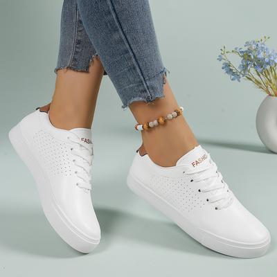 Niedrig geschnittene weiße Sportschuhe für Damen, leichte Sportschuhe, bequem und atmungsaktiv für alle Jahreszeiten, Freizeitschuhe