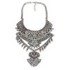Vintage Silver Alloy Rivet Rhinestone Tassel Choker, Punk Luxury Style Collarbone Necklace