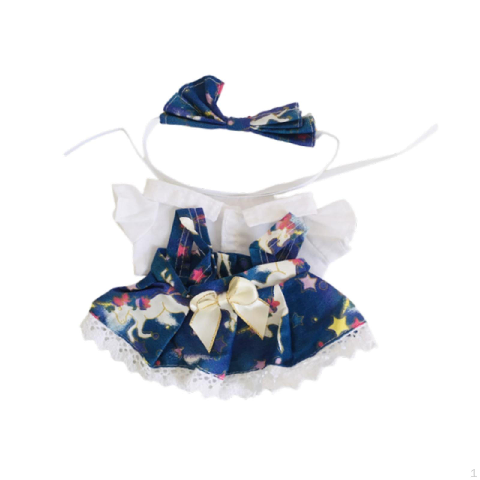 

3 предмета одежды для мини-кукол 20 см, плюшевая юбка, рубашка и повязка на голову, наряды для девочек Blue