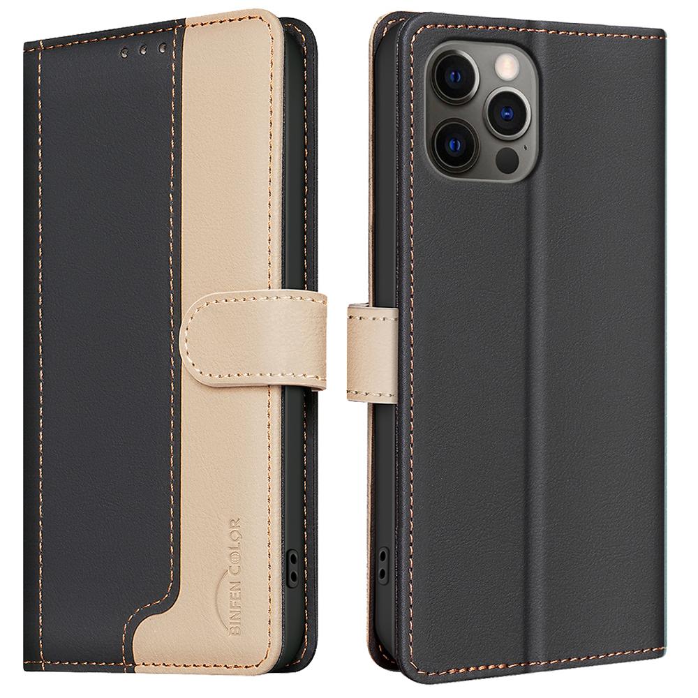 

For iPhone 16 Pro Case PU Leather Wallet Stand View Phone Cover Black