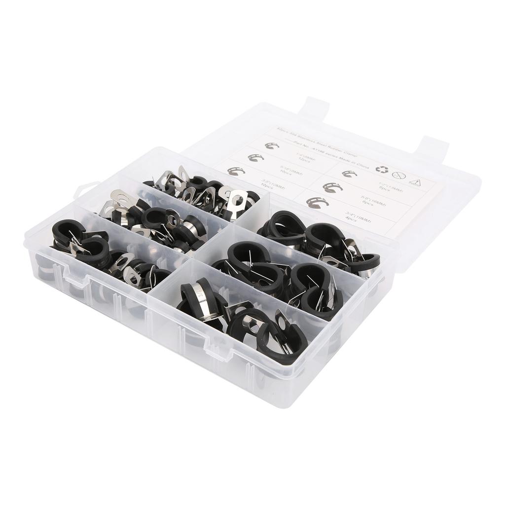 1/4in?3/4in 52pcs Cable Clamp Assortment Kit 304 Stainless Steel Rubber ...