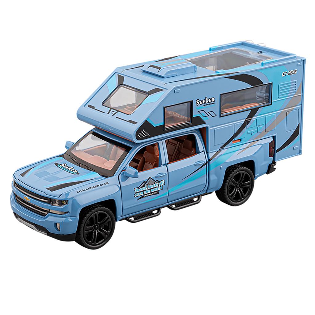 1/32 Chevrolet Silverado Recreational Vehicle RV Alloy Car Model Sound and Light Children's Toy Collectibles Birthday Gift