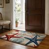 Blue Starfish Floor Mat Soft Flannel Absorbent Mat Non-Slip Rug Home Bedroom Bathroom