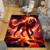 1pc Burning Wolf Print, Design Indoor Area Rug - Soft, Anti-Slip, and Durable Gaming Room Decor for Bedroom