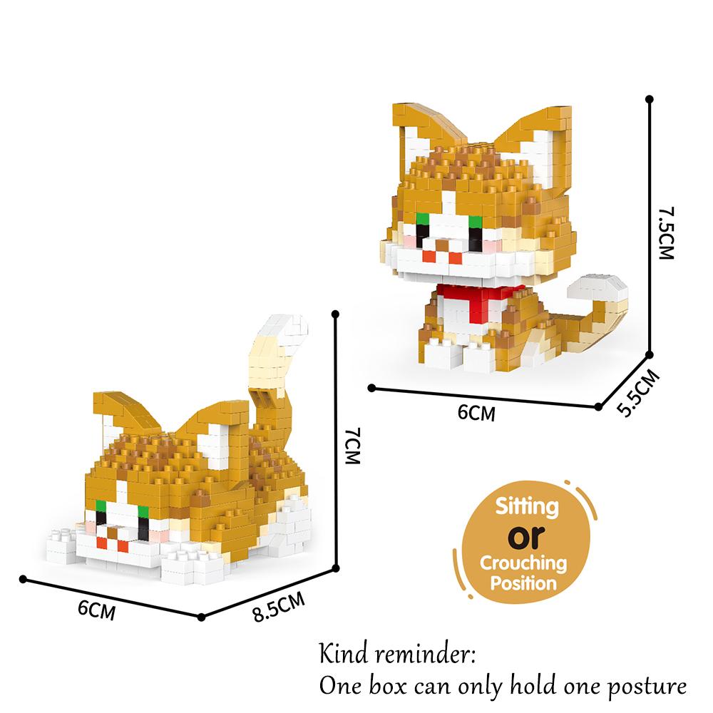 Micro Mini Building Blocks Cat: Choose Between Two Poses and Multiple Colors for Adorable Models, Pet Combinations, Holiday Gift