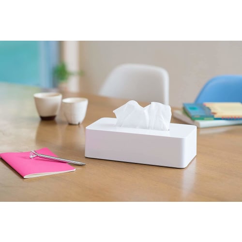 Ohe ABS Resin Tissue Box, Rectangular, White, Approx. 24.5cm H X 13cm W X 7cm D, Smart Home II, Paper Holder, Tissue Box with Magnet, Simple Design, M