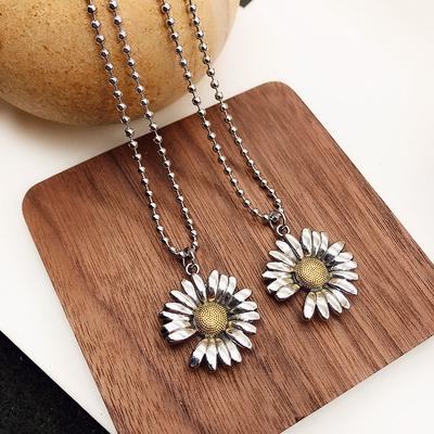 Pequeño colgante de collar de margarita cadena de clavícula de girasol coreano colgante simple para mujer joyería