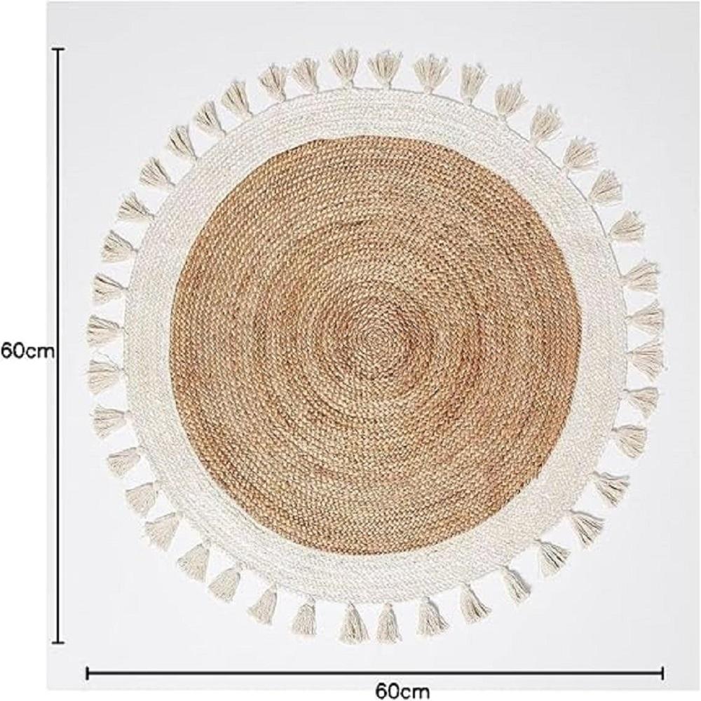 Jutový kulatý koberec Ručně vyráběný přírodní koberec pro jakýkoli prostor Vzhled Rustikální dekor Pro jakýkoli prostorový prostor