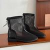 Summer New Cold Boots Women's Round Toe Mesh Cutout Breathable Rear Zipper Low Heel Tall Boots