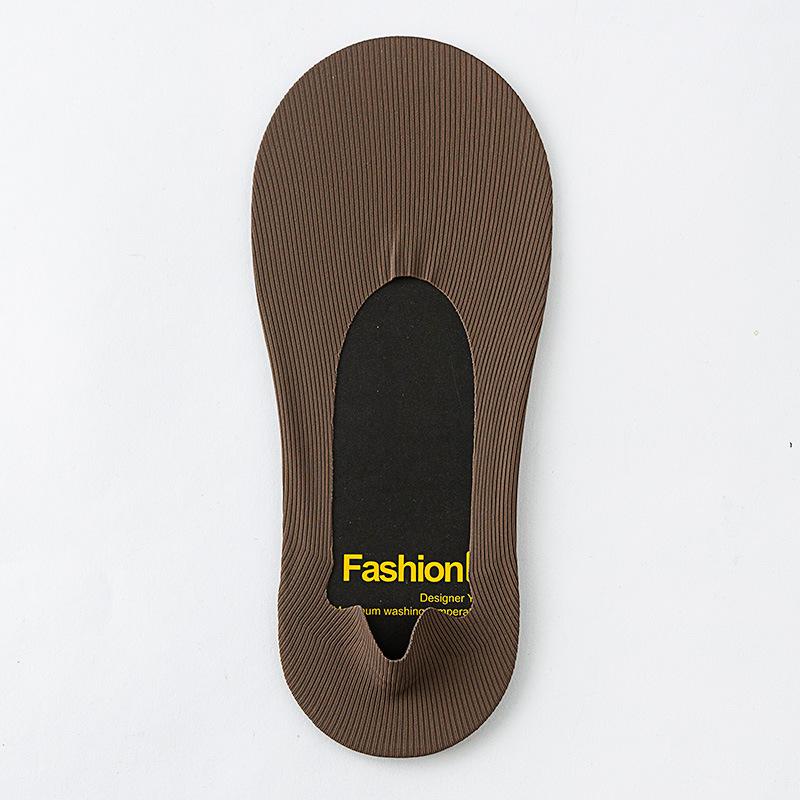 Men Vertical Stripe Ice Silk No Show Socks, Arbitrary Cut Non Slip Silicone Invisible Low Cut Cotton Sole Breathable Liner Socks