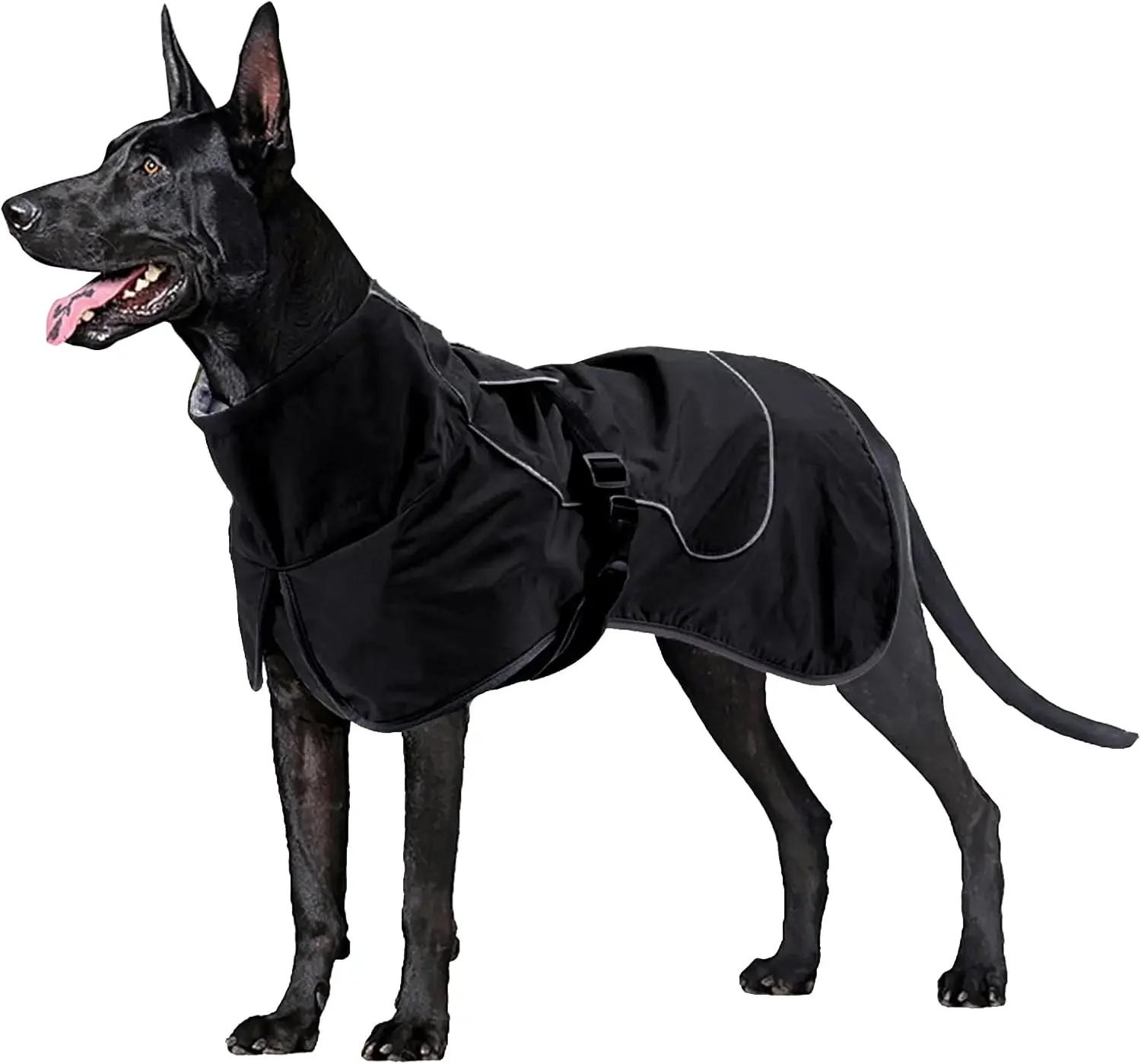 

ATUBAN Dog Jacket Waterproof Dog Raincoat Cold Weather Reflective Jacket with Soft Fleece Lining Warm Outerwear for Pet Outdoors XS чорний