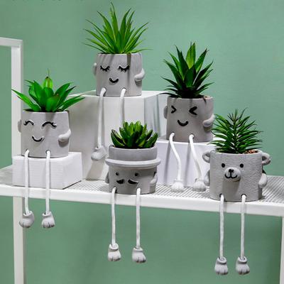 Künstliche Bonsai-Kunstpflanze, Eukalyptus, Topfpflanze, Cartoon-Aussehen, lange Beine, simulierte Sukkulente, für drinnen und draußen, Heimdekoration