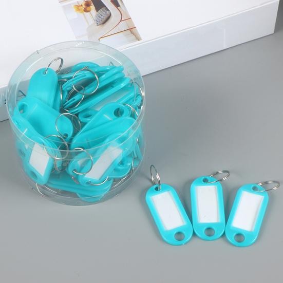 50Pcs Keyring Tags Plastic Key Fobs ID Tags with Split Keyring Paper Insert Key Tags Writing Paper Keychain Organizer
