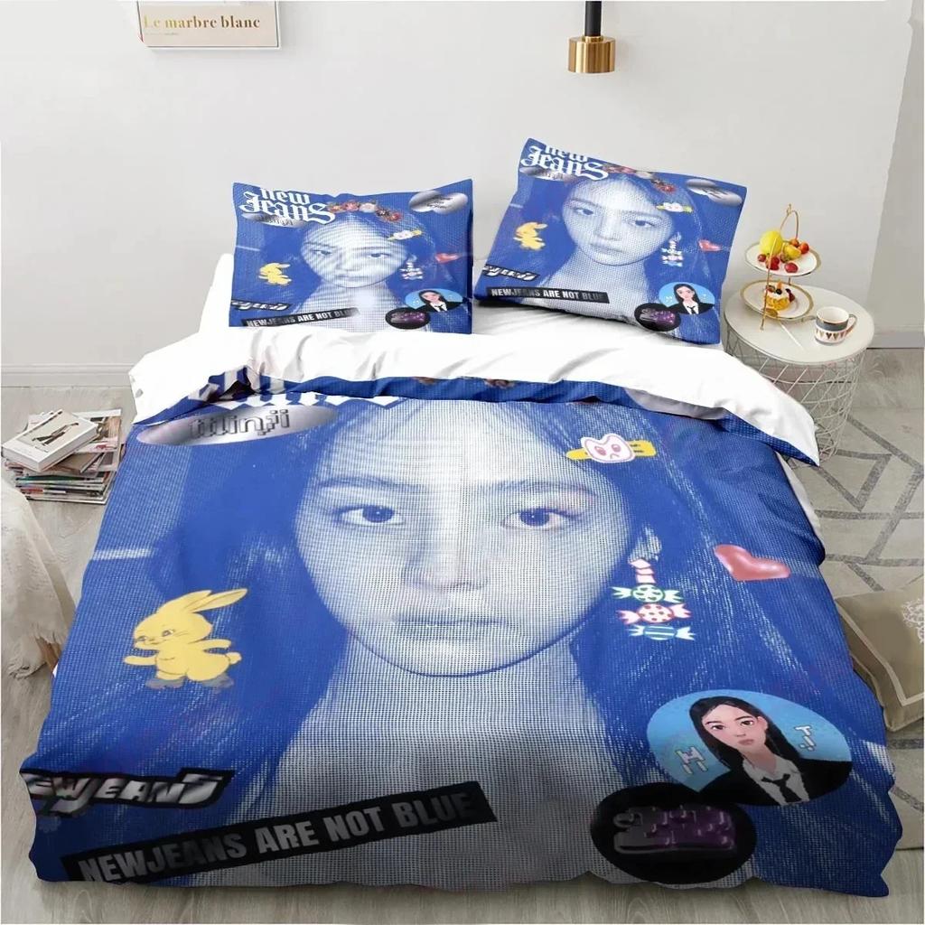 Pozor Povlečení na album New-Jeans Povlak na přikrývku Ložní sada Povlak na přikrývku Povlak na polštář Přikrývka king Queen Size Chlapci Dospělí