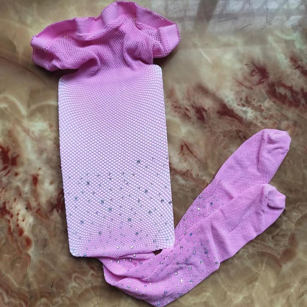 Summer Fishnet Diamond Pants Children'S Tight Fitting Pantyhose Baby'S Cute Sparkling Hollow Latin Dance Leggings Girl'S Gift