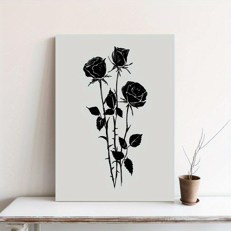 

В рамке - Минималистичный принт черной розы, художественный плакат, холст в раме - Линейное искусство, декоративное искусство, настенный плакат, включая крепеж для подвешивания 20*30cm(with frame)