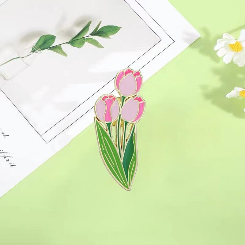 Broche de Esmalte Flores Tulipas Broches Decorativos Enfeites Lapela Bolsa Insígnias Joias Presentes Pin